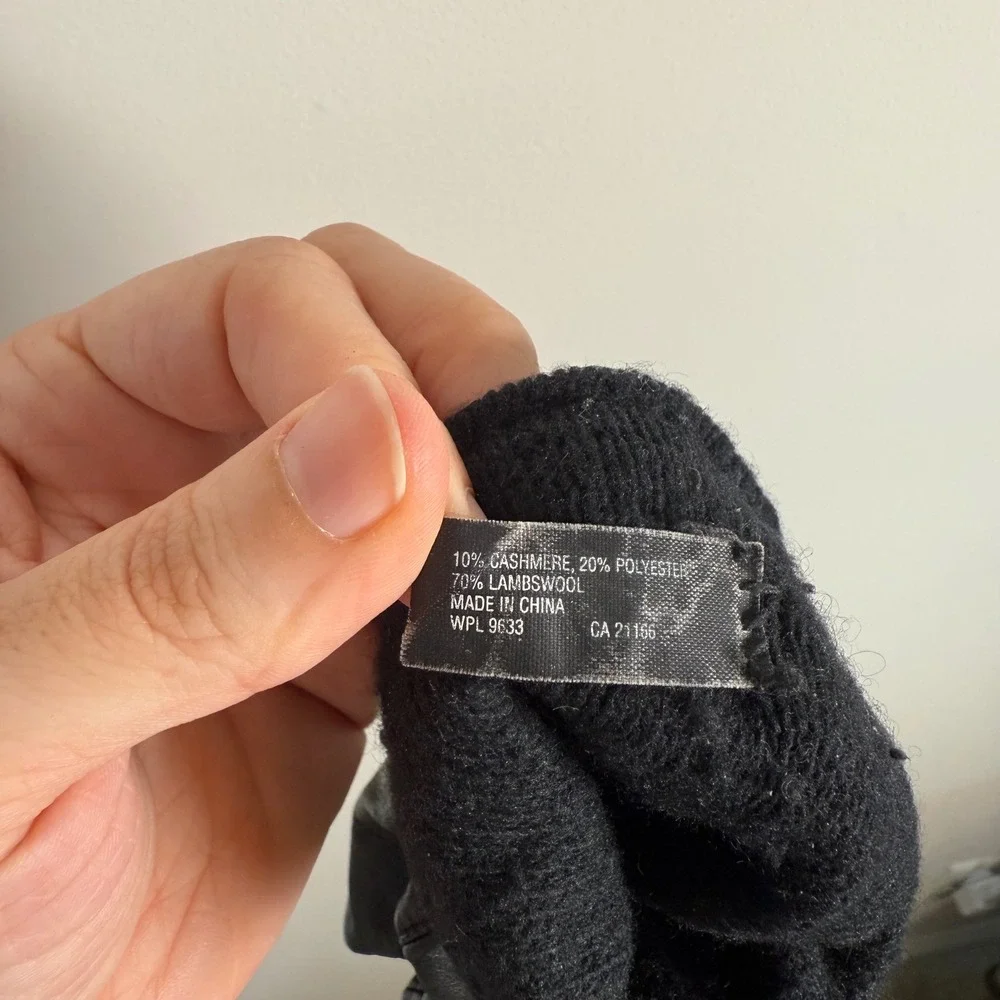 Women's Leather Cashmere Blend Gloves Black Lambswool Lined Sleek Winter